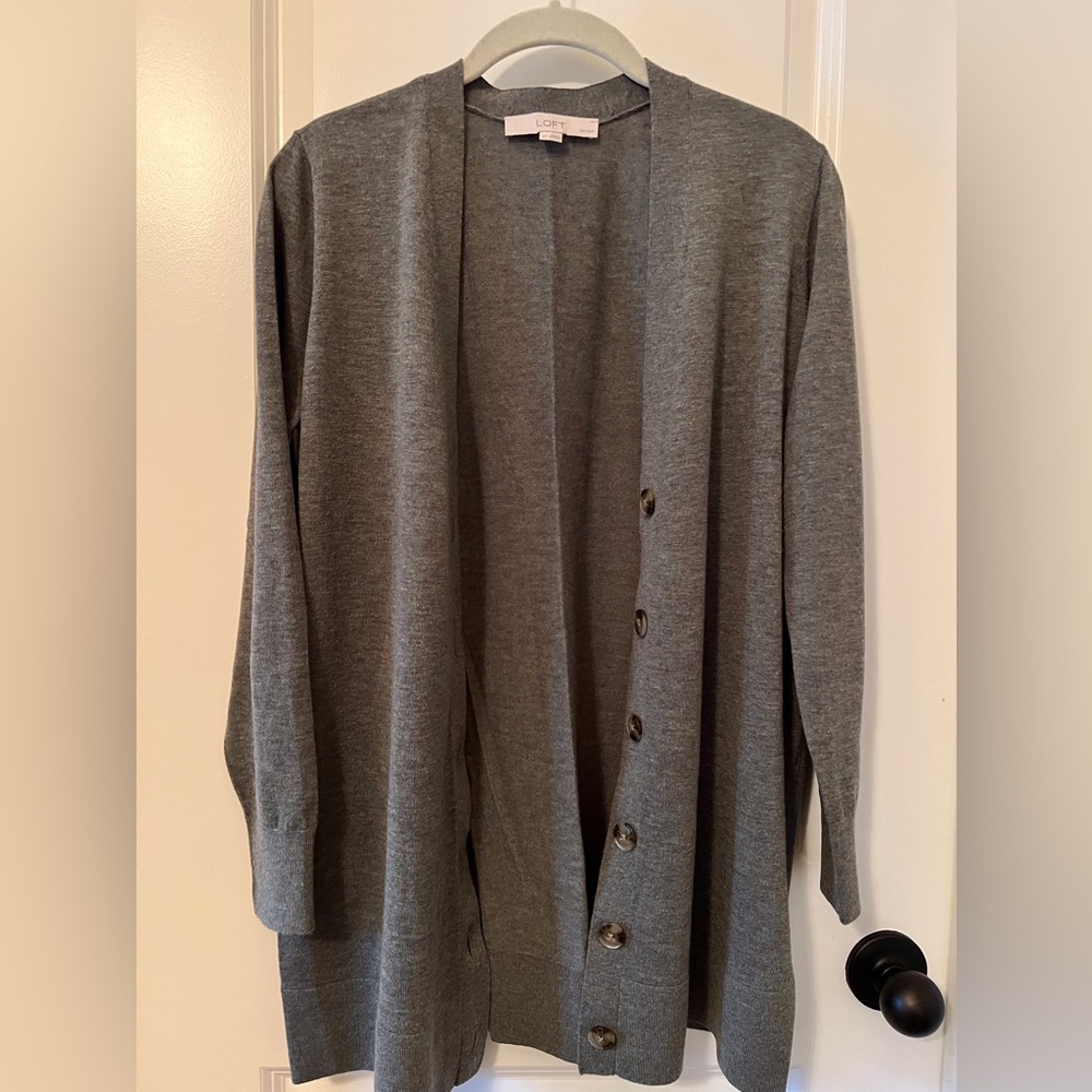 LOFT Lightweight Sage Green Boyfriend Cardigan